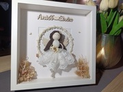 Ramka anioł stróż pamiątka chrztu dekoracja makrama prezent podziękowanie 