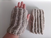Handmade mitenki rękawiczki beżowe grube