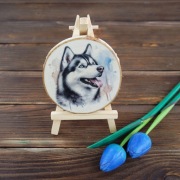 Plaster drewna pod kubek - zawieszka - husky