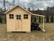 domek dla dziecka z drewna 2 metry na 2 metry 