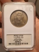Moneta 10zł Kopernik 1965rok Grading MS61 GCN