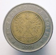 5 ZŁOTYCH 2008 [nr kat. 134] MONETA > DESTRUKT > SŁABO WYBITY ORZEŁ