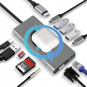 Stacja dokująca 13 w 1 USB C 4K30Hz ładowanie bezprzewodowe okazja 