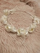 wianek na głowę ecru ślub perły piórka kwiaty atła