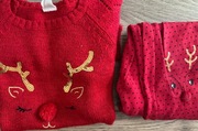 Świąteczny sweterek i getry dla dziewczynki rozmiar 134/140