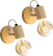 stylowa lampa ścienna  z drewna kinkiet do wnętrz Aiskdan E27 oświetlenie 