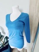 Bluzka damska niebieska, dekolt V, cienka, rozmiar M/38
