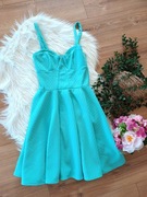 jasnoniebieska miętowa letnia rozkloszowana sukienka na ramiączkach 34XS