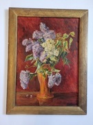 Obraz olejny – Martwa natura z kwiatami w wazonie 