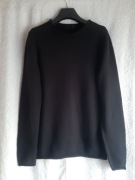 Grubszy, czarny sweterek, 100 % bawełna, H&M r.S/M