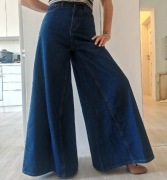 NOWE 38 M 2w1 Spódnico Spodnie Baggy Jeansy szerokie Dzwony Szwedy