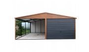 Garaż blaszany 3x6 + Wiata 3m profil zamknięty, ocynk, Premium