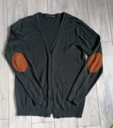 Sweter męski rozpinany ciemnozielony, kardigan, L