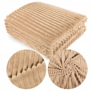 KOC Z MIKROFIBRY 220X200 MIĘKKI PLUSZOWY BEŻ