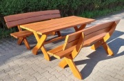 Meble ogrodowe zestaw stół z ławkami jesionowe 