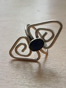 SREBRNY PIERŚCIONEK z oczkiem kamieniem vintage ze srebra 925 r. 14 17,2 mm