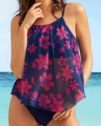 Strój kąpielowy dwuczęściowy r52 tankini wzór w kwiaty 