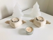 Zestaw świecznik serce ze skrzydłami anioł dekoracje świąteczne świeczniki