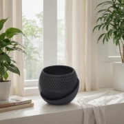 Osłonka doniczki podstawka czarna wzór kłos