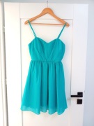 Elegancka turkusowa sukienka na ramiączkach Dry Lake 36S, niebieska