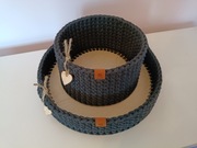 Zestaw Boho Handmade ze sznurka Taca koszyk organizer 