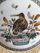 dwa porcelanowe talerze od Hutschenreuther z motywem ptaka