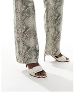 ASOS DESIGN Białe klapki na średnim obcasie z ozdobną klamrą rozmiar 41 