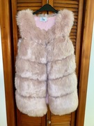 Kamizelka futrzana pudrowo różowa