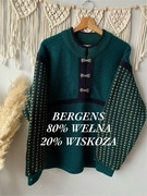 Wełniany norweski sweter Bergens słowiański vintage 