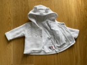 Mothercare biały rozpinany sweterek z kapturkiem na ok. 0-3m