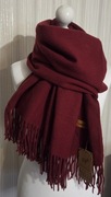 Piękny szal 50%kaszmir 50% wełna duży rozmiar 200x70 cm burgund bordo wino 