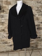 MONIX płaszcz wełna kaszmir M z futrzanym kołnierzem