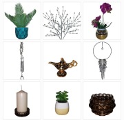 Zestaw dekoracje storczyk palma świecznik podstawka doniczka świeca