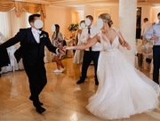 Suknia Ślubna S Literka A kokardki koronka