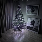 Czarna Choinka, z Bombkami, lampkami Komplet