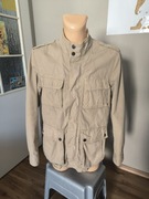 Massimo Dutti kurtka męska M beżowa military przejściowa wiosna jesień len