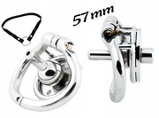 Stalowy płaski pas cnoty Chastity Flat Cage 57mm Inverted Plug + Pasek 