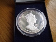 Srebrna Moneta 10 Dolarow Karaibskich 2002