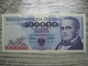 BANKNOT RP 100000 ZŁOTYCH 1993 ROK SERIA AE MONIUSZKO UNC