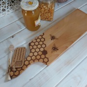 Długa Deska Do Krojenia Kuchenna z Rączką Prezent Dla Pszczelarza 65cm