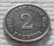 Niemcy Wilhelm I Hohenzollern 2 fenigi pfennig 1876 J WiHM Hamburg KM# 2