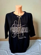 Czarna bluzka z ozdobnym złotym sznurkiem ze ściągaczem na dole S/M