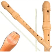 flet drewniany instrument do nauki szkolny prosty + czyścik tabela chwytów