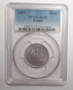 1 zł 1957  PCGS AU55 NAJRZADSZY ROCZNIK