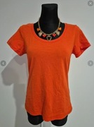 Ceglasta czerwona bluzka z krótkim rękawem Janina