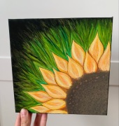 Obraz akrylowy na płótnie 20x20 cm – Słonecznik, handmade