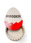 Pudełko drewniane, jajko niespodzianka, imię 28 cm,Wielkanoc 