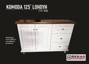 Komoda LONDYN 125` Biała -Blat Dąb Ludwik Producent Mebli BEKAS