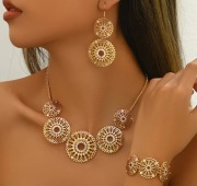 Komplet biżuterii ażurowy naszyjnik kolczyki bransoletka + pudełko KPL49