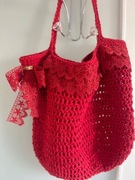Torebka wykonana  na szydełku, czerwona 
